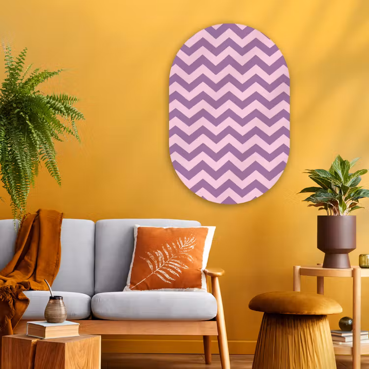Muurovaal - Glas - Paars - Roze - Geometrisch - Chevron - Zigzag - Patroon — 3