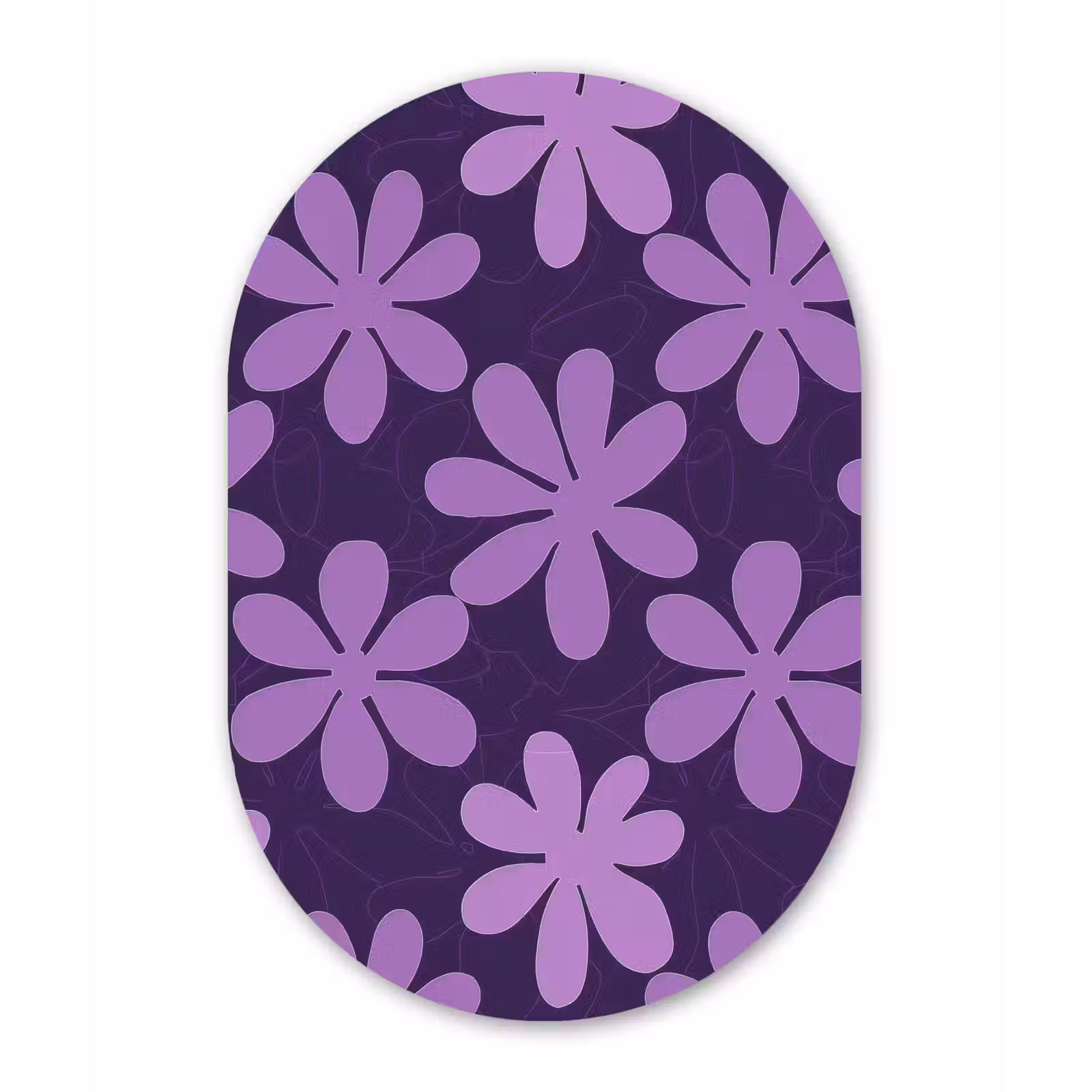 Muurovaal - Glas - Paars - Botanisch - Bloemen - Retro - Patroon — 1