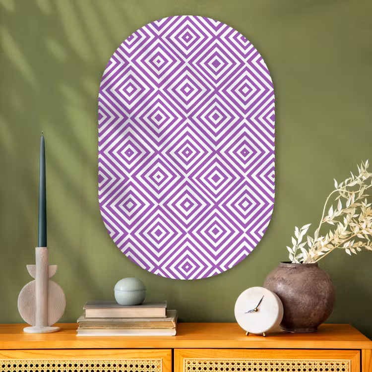 Muurovaal - Glas - Paars - Geometrisch - Ruiten - Concentrisch - Patroon — 2