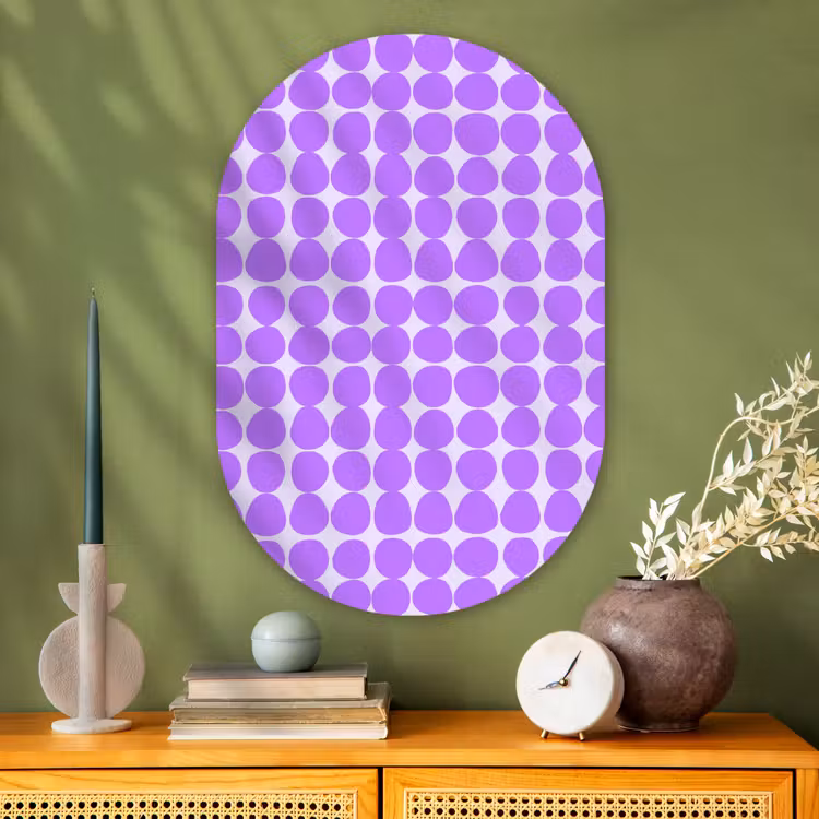 Muurovaal - Glas - Paars - Geometrisch - Stippen - Polka Dot - Patroon — 2