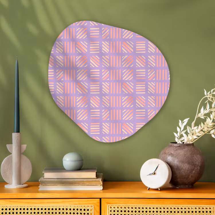 Organisch schilderij - Glas - Paars - Roze - Geometrisch - Strepen - Blokken - Patroon — 2