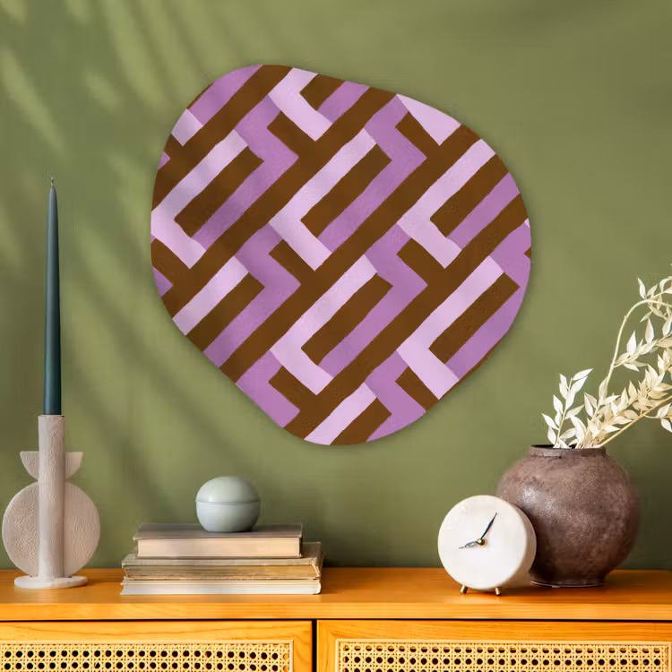 Organisch schilderij - Glas - Bruin - Roze - Geometrisch - Meander - Patroon — 2