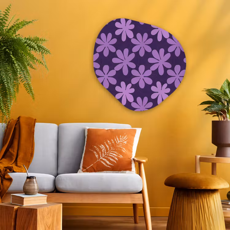 Organisch schilderij - Glas - Paars - Botanisch - Bloemen - Retro - Patroon — 3