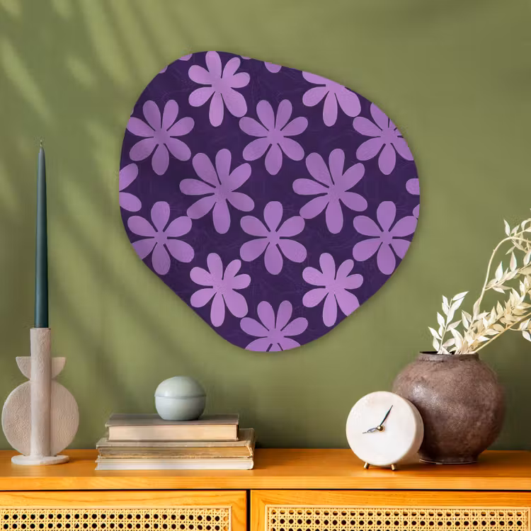 Organische schilderij - Aluminium - Paars - Botanisch - Bloemen - Retro - Patroon — 2