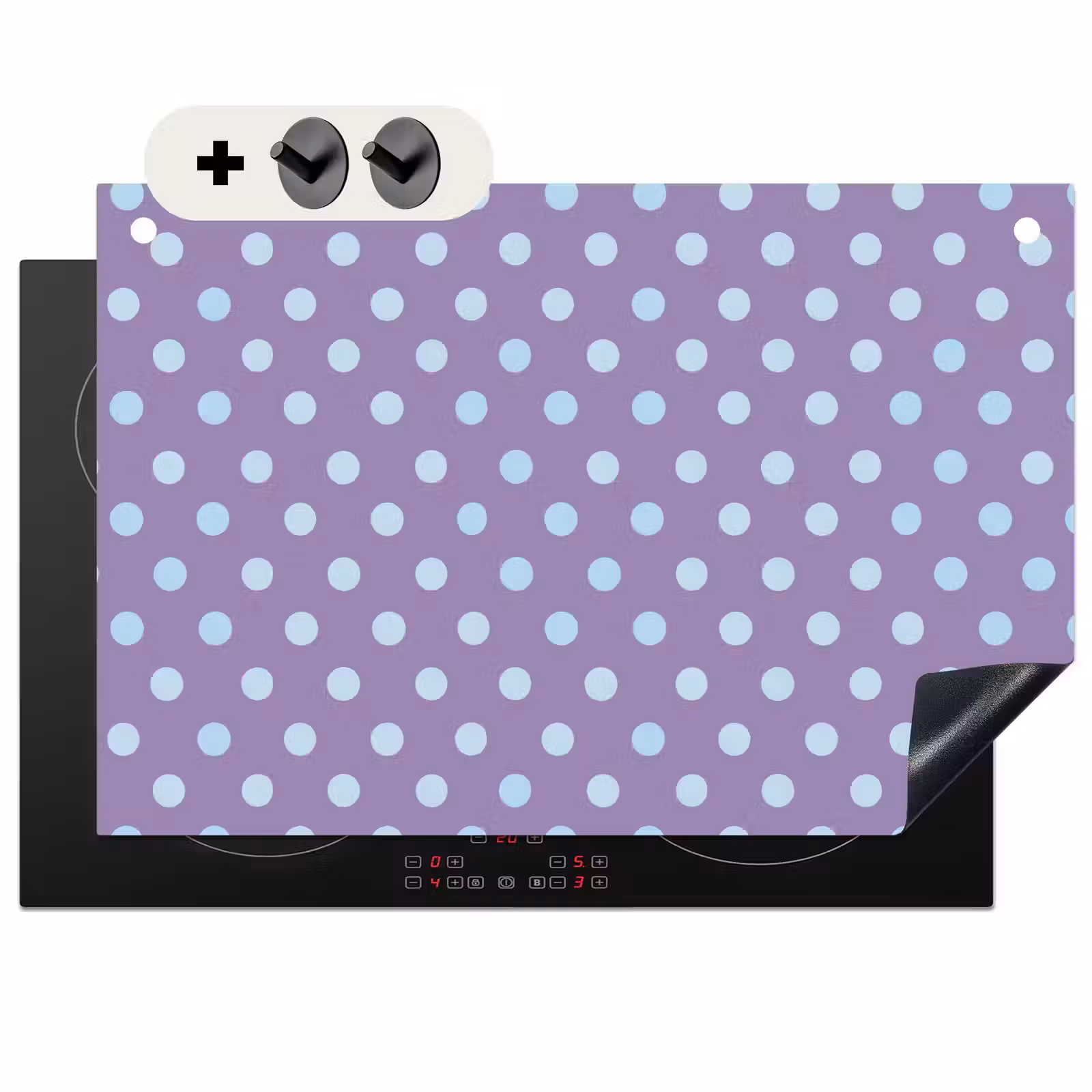 Inductie beschermer en spatscherm (2in1) - Paars - Blauw - Geometrisch - Stippen - Polka Dot - Patroon — 1