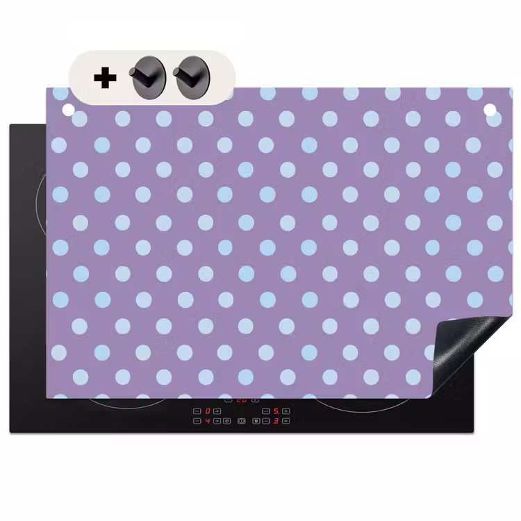 Inductie beschermer en spatscherm (2in1) - Paars - Blauw - Geometrisch - Stippen - Polka Dot - Patroon — 1