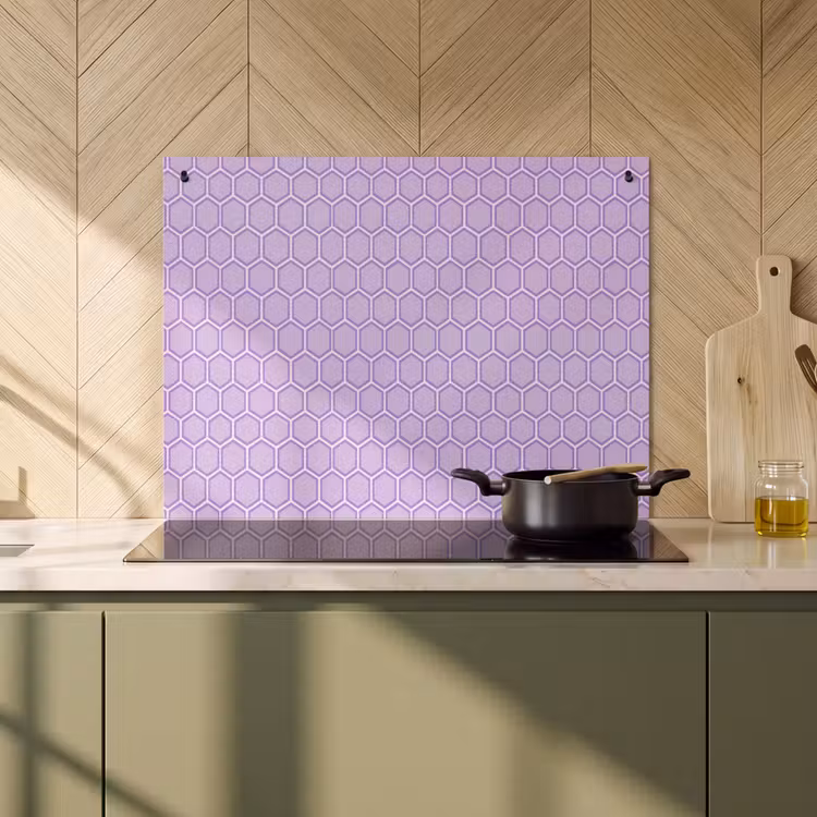 Inductie beschermer en spatscherm (2in1) - Paars - Geometrisch - Honeycomb - Bijenraat - Patroon — 2