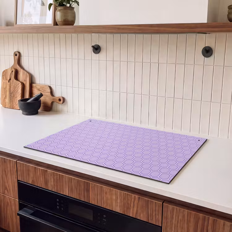 Inductie beschermer en spatscherm (2in1) - Paars - Geometrisch - Honeycomb - Bijenraat - Patroon — 3