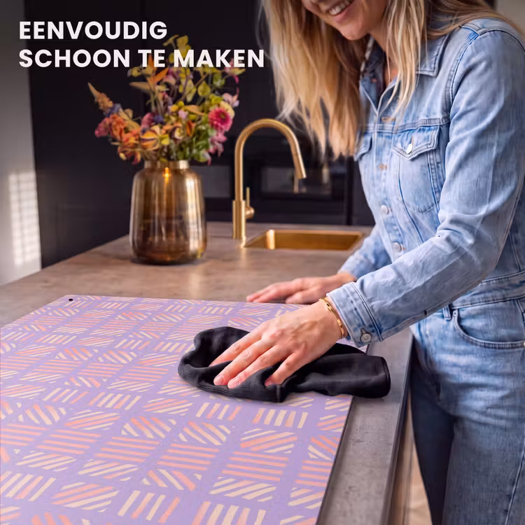 Inductie beschermer en spatscherm (2in1) - Paars - Roze - Geometrisch - Strepen - Blokken - Patroon — 5