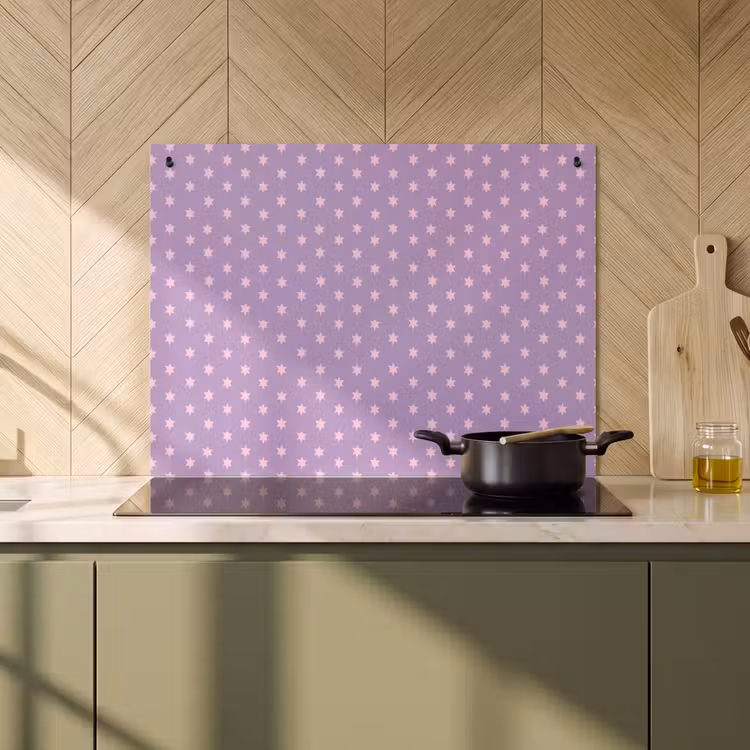 Inductie beschermer en spatscherm (2in1) - Paars - Roze - Sterren - Geometrisch - Patroon — 2