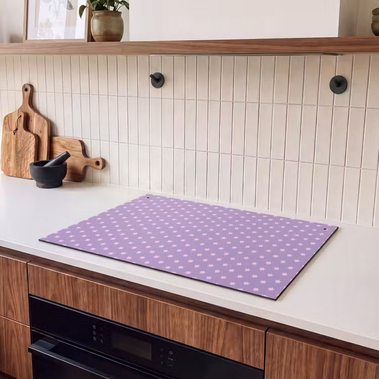 Inductie beschermer en spatscherm (2in1) - Paars - Roze - Sterren - Geometrisch - Patroon — 3