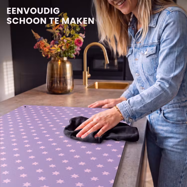Inductie beschermer en spatscherm (2in1) - Paars - Roze - Sterren - Geometrisch - Patroon — 5