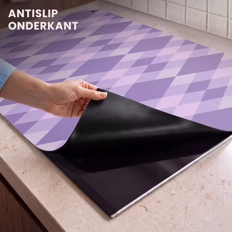 Inductie beschermer en spatscherm (2in1) - Paars - Geometrisch - Ruiten - Argyle - Patroon — 4