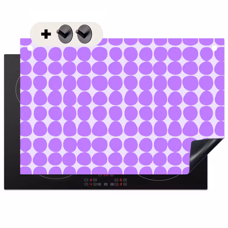 Inductie beschermer en spatscherm (2in1) - Paars - Geometrisch - Stippen - Polka Dot - Patroon — 1