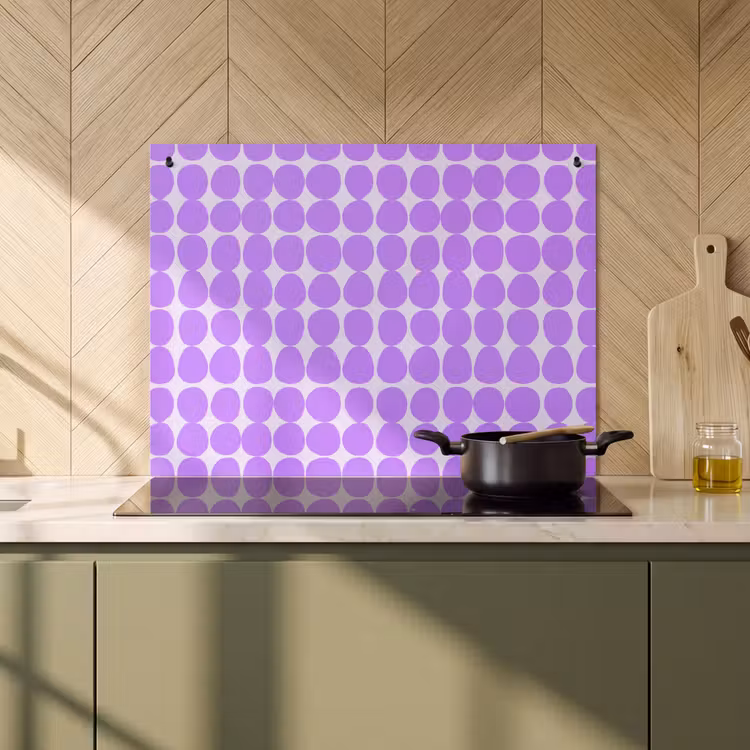 Inductie beschermer en spatscherm (2in1) - Paars - Geometrisch - Stippen - Polka Dot - Patroon — 2
