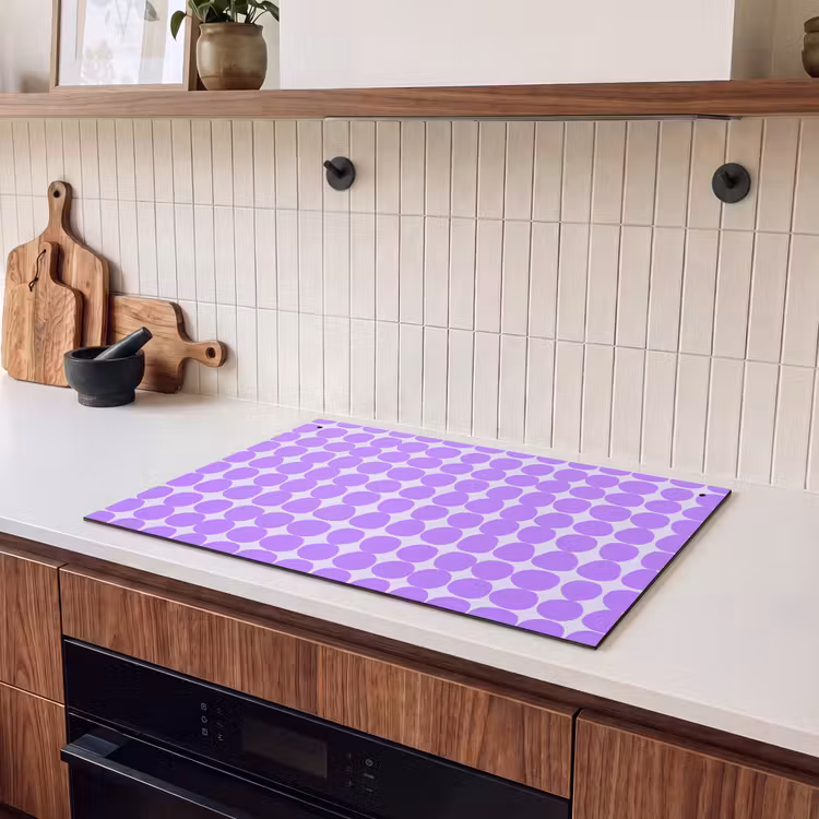 Inductie beschermer en spatscherm (2in1) - Paars - Geometrisch - Stippen - Polka Dot - Patroon — 3