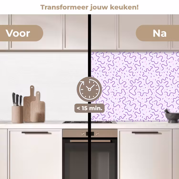 Keuken achterwand - Paars - Abstract - Memphis - Retro - Spikkels - Patroon — 2