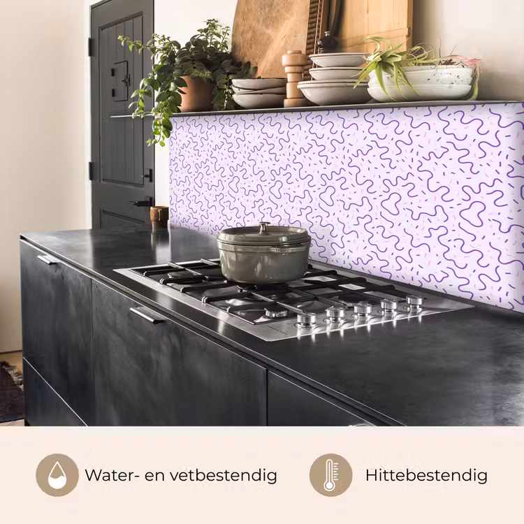 Keuken achterwand - Paars - Abstract - Memphis - Retro - Spikkels - Patroon — 3