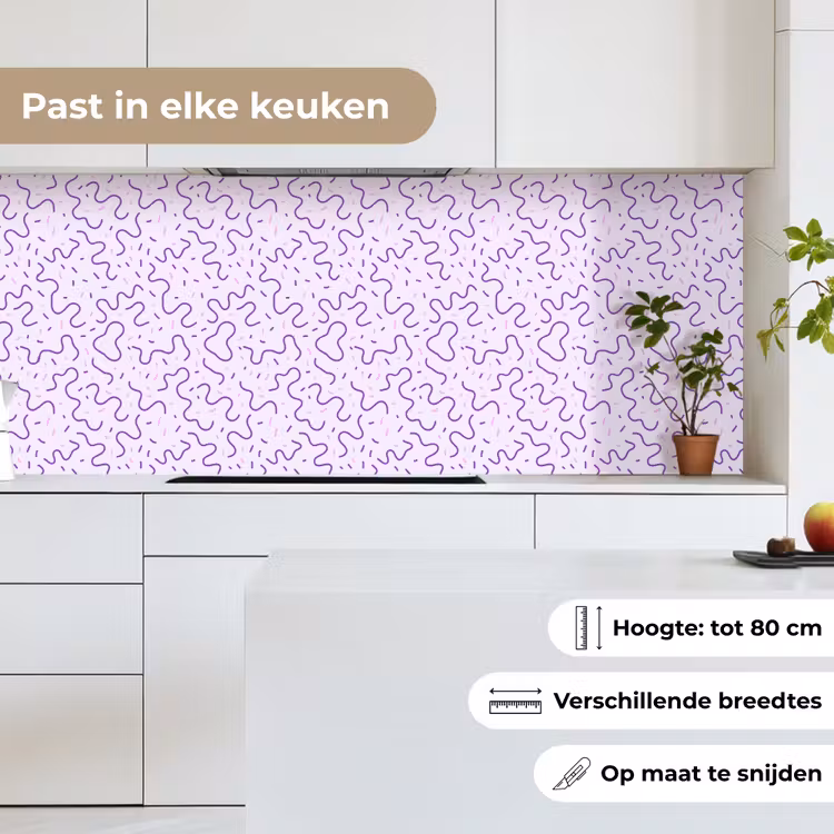 Keuken achterwand - Paars - Abstract - Memphis - Retro - Spikkels - Patroon — 4