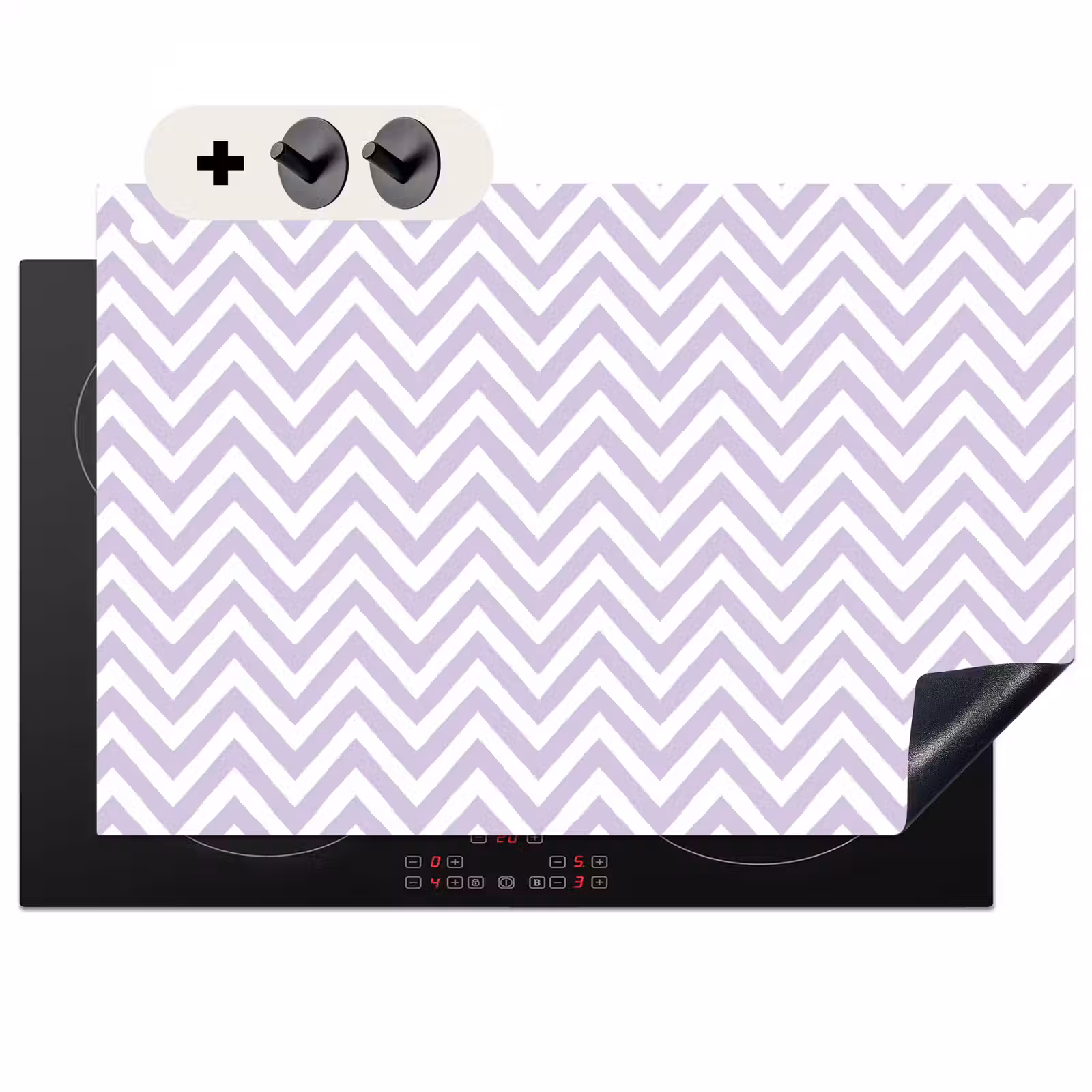 Inductie beschermer en spatscherm (2in1) - Lila - Geometrisch - Chevron - Zigzag - Patroon — 1