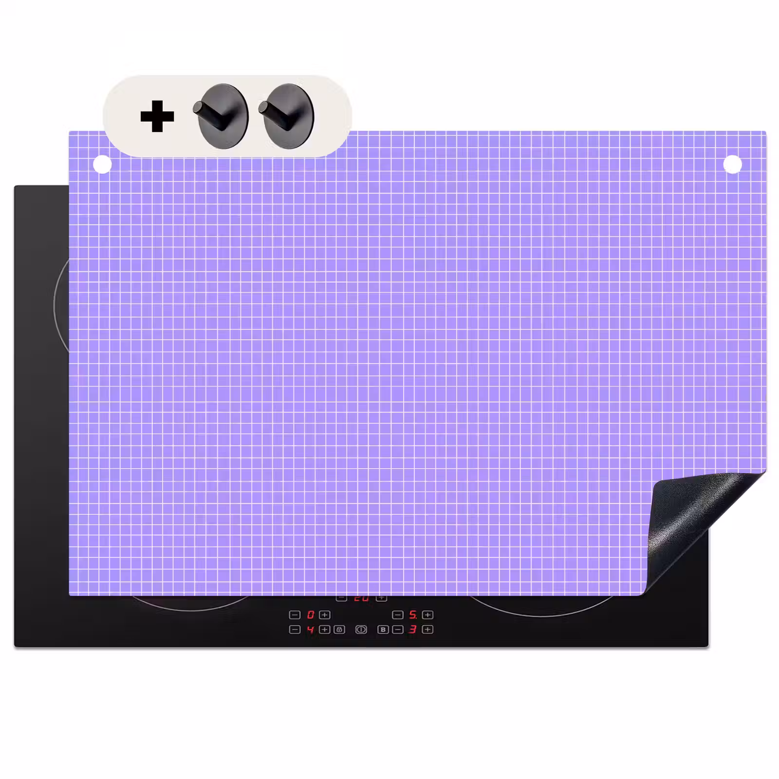 Inductie beschermer en spatscherm (2in1) - Paars - Geometrisch - Raster - Minimalistisch - Patroon — 1