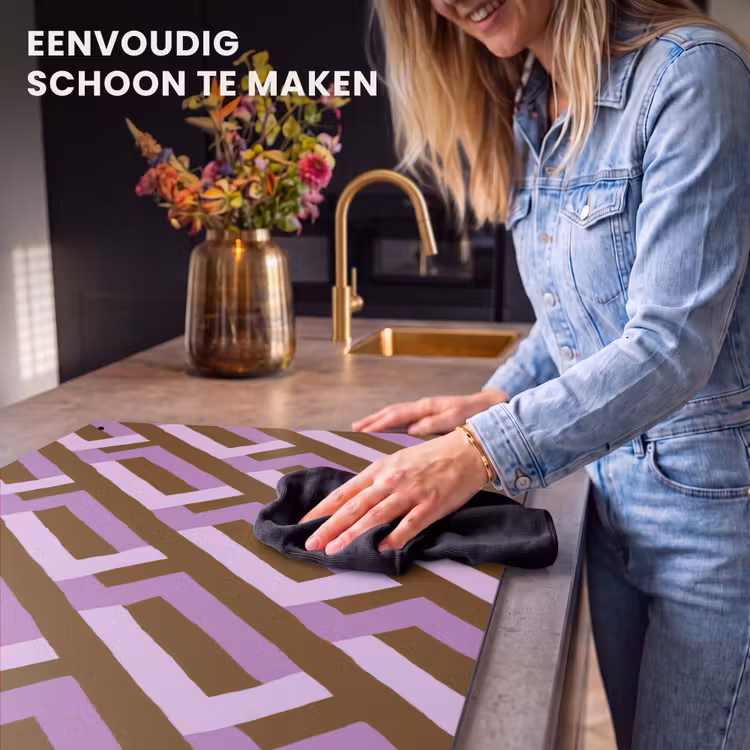 Inductie beschermer en spatscherm (2in1) - Bruin - Roze - Geometrisch - Meander - Patroon — 5