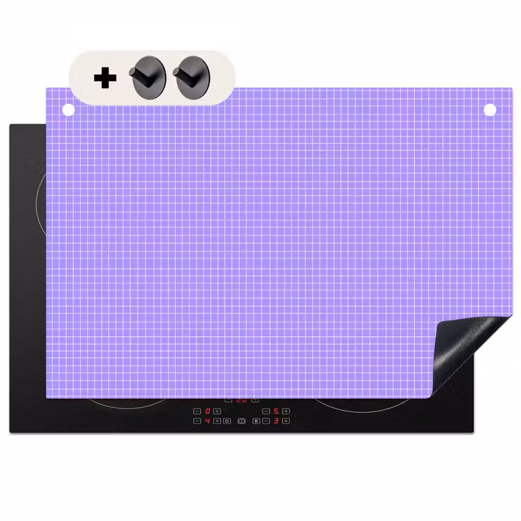 Inductie beschermer en spatscherm (2in1) - Paars - Geometrisch - Raster - Minimalistisch - Patroon — 1