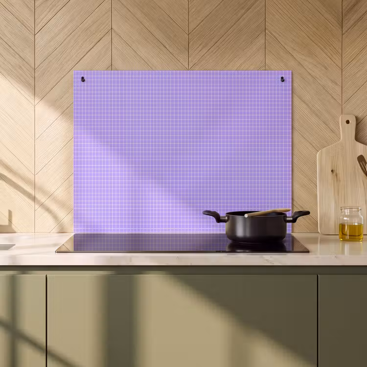 Inductie beschermer en spatscherm (2in1) - Paars - Geometrisch - Raster - Minimalistisch - Patroon — 2
