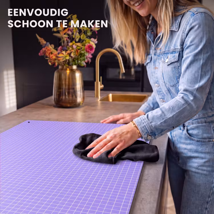 Inductie beschermer en spatscherm (2in1) - Paars - Geometrisch - Raster - Minimalistisch - Patroon — 5