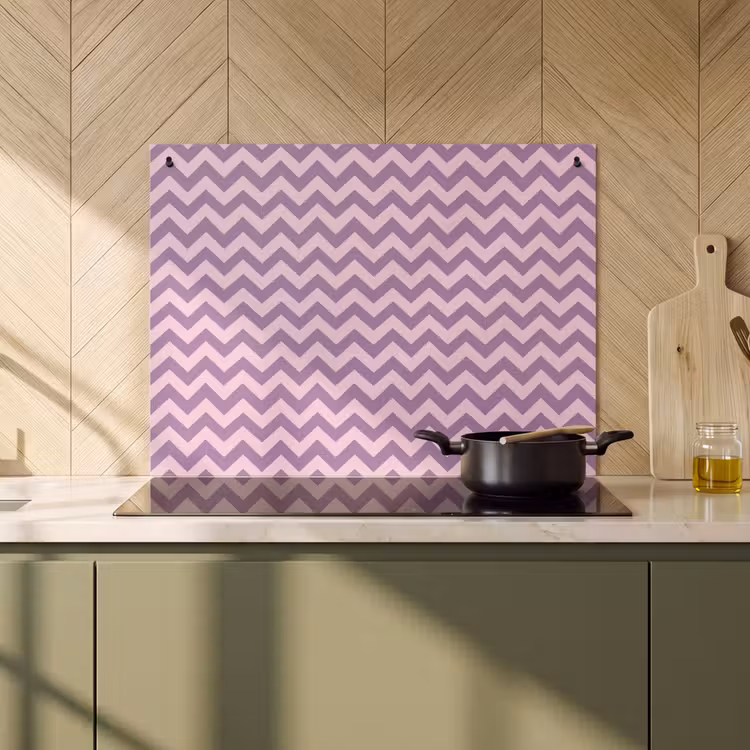 Inductie beschermer en spatscherm (2in1) - Paars - Roze - Geometrisch - Chevron - Zigzag - Patroon — 2