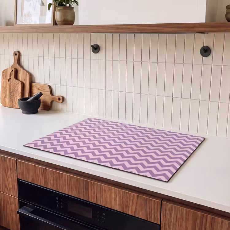 Inductie beschermer en spatscherm (2in1) - Paars - Roze - Geometrisch - Chevron - Zigzag - Patroon — 3
