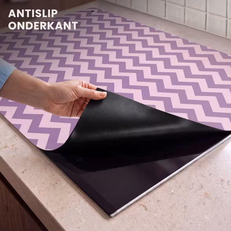 Inductie beschermer en spatscherm (2in1) - Paars - Roze - Geometrisch - Chevron - Zigzag - Patroon — 4