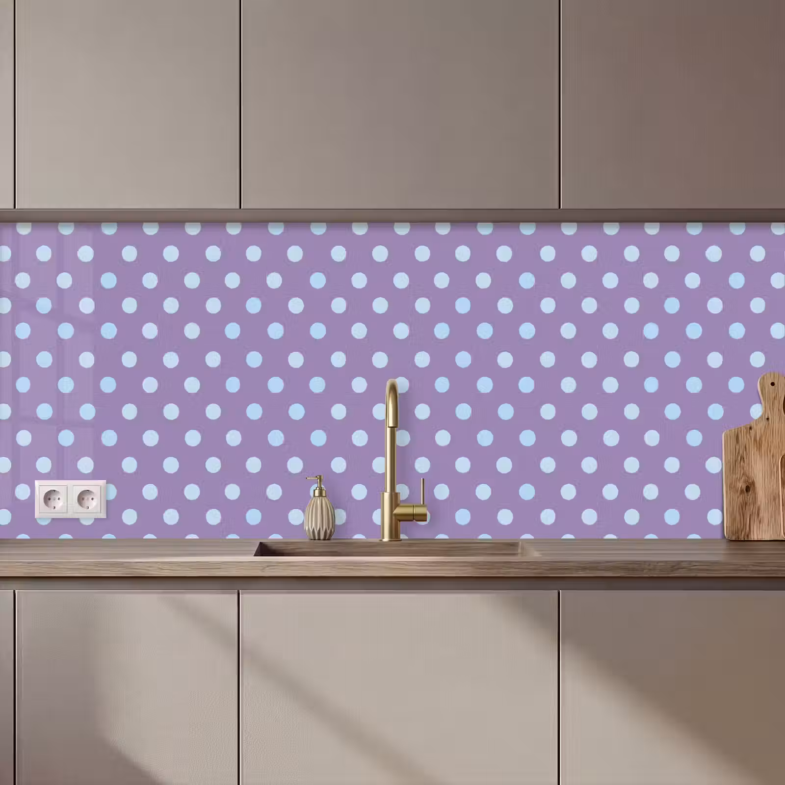 Keuken achterwand - Paars - Blauw - Geometrisch - Stippen - Polka Dot - Patroon — 1
