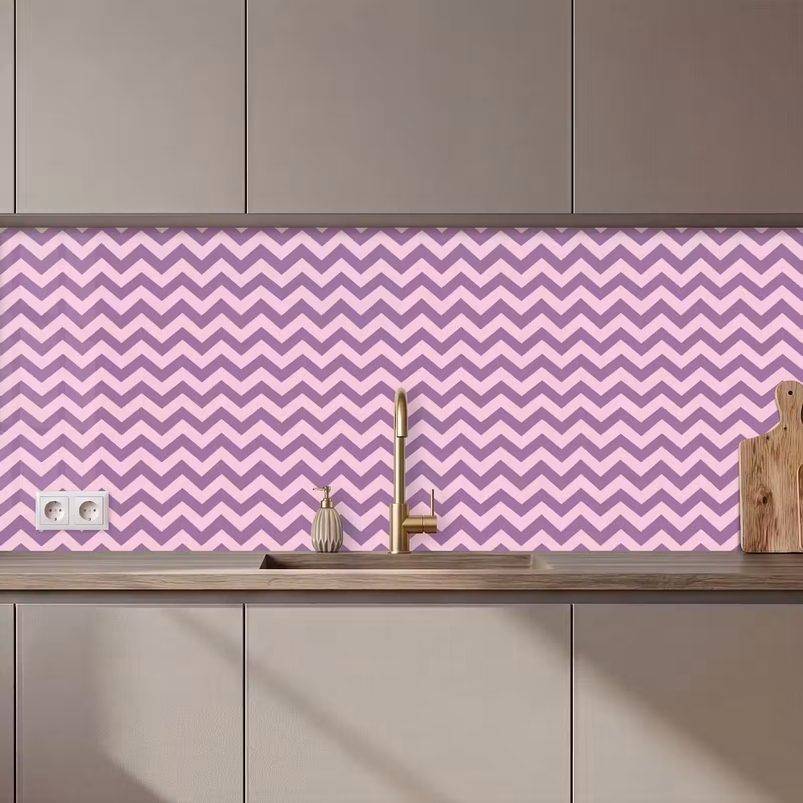 Keuken achterwand - Paars - Roze - Geometrisch - Chevron - Zigzag - Patroon — 1