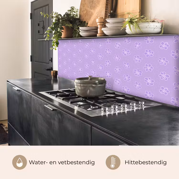 Keuken achterwand - Lila - Botanisch - Bloemen - Handgetekend - Patroon — 3