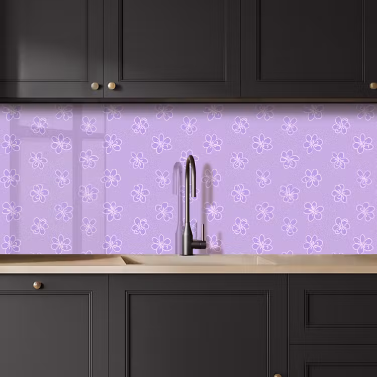 Keuken achterwand - Lila - Botanisch - Bloemen - Handgetekend - Patroon — 6
