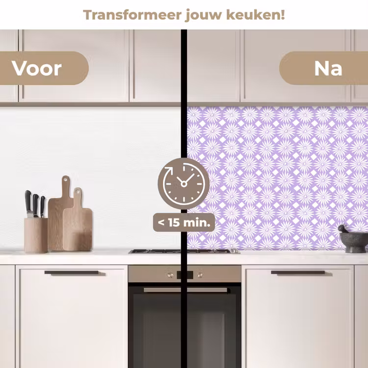 Keuken achterwand - Lila - Botanisch - Bloemen - Margrieten - Patroon — 2