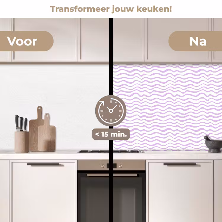 Keuken achterwand - Lila - Geometrisch - Golfjes - Lijnen - Patroon — 2