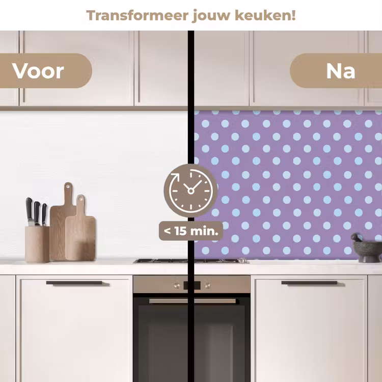 Keuken achterwand - Paars - Blauw - Geometrisch - Stippen - Polka Dot - Patroon — 2