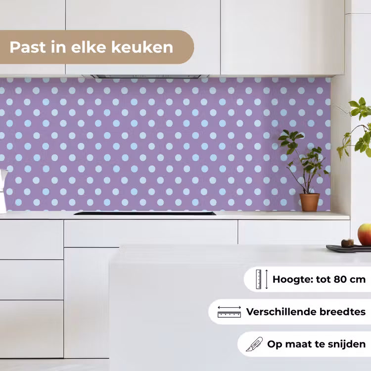 Keuken achterwand - Paars - Blauw - Geometrisch - Stippen - Polka Dot - Patroon — 4