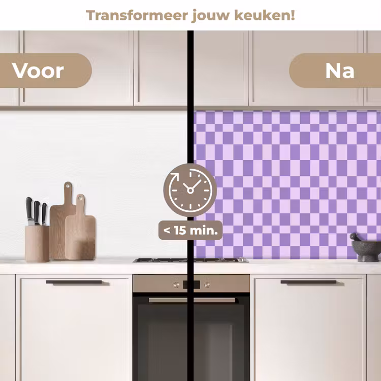 Keuken achterwand - Paars - Geometrisch - Dambord - Blokken - Patroon — 2