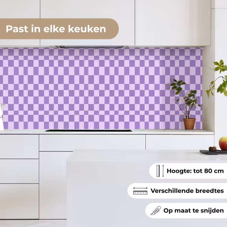 Keuken achterwand - Paars - Geometrisch - Dambord - Blokken - Patroon — 4