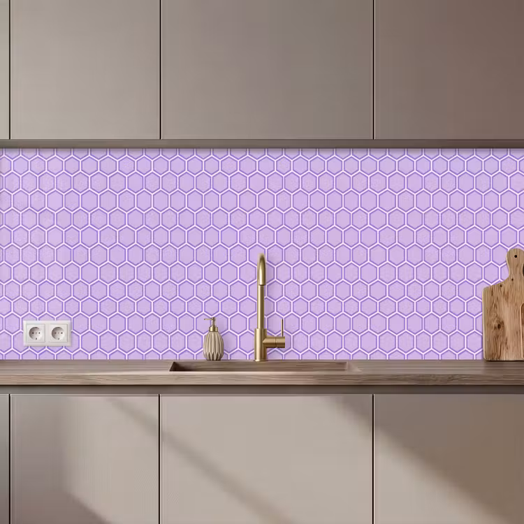 Keuken achterwand - Paars - Geometrisch - Honeycomb - Bijenraat - Patroon — 1