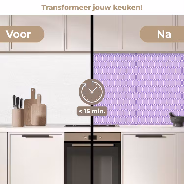 Keuken achterwand - Paars - Geometrisch - Honeycomb - Bijenraat - Patroon — 2