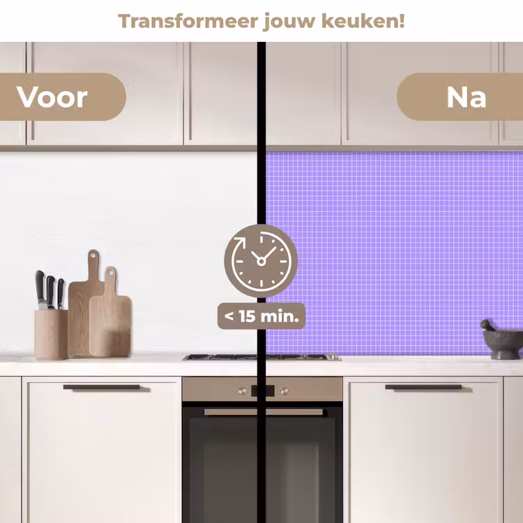 Keuken achterwand - Paars - Geometrisch - Raster - Minimalistisch - Patroon — 2