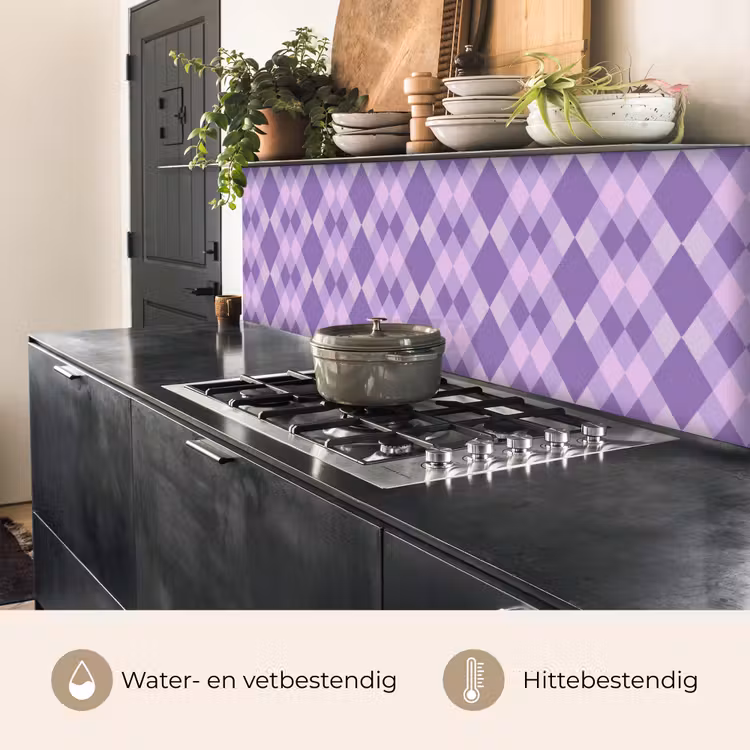 Keuken achterwand - Paars - Geometrisch - Ruiten - Argyle - Patroon — 3