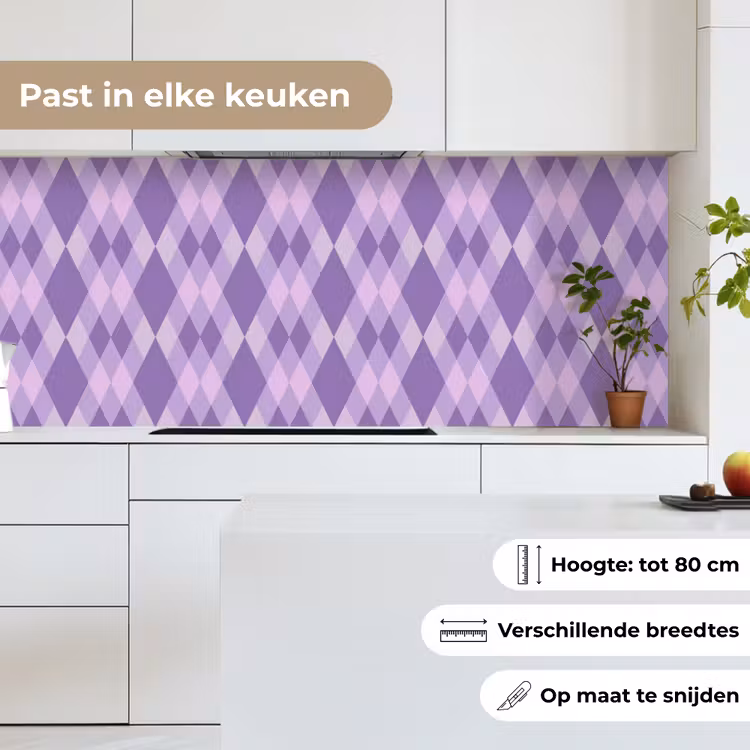 Keuken achterwand - Paars - Geometrisch - Ruiten - Argyle - Patroon — 4