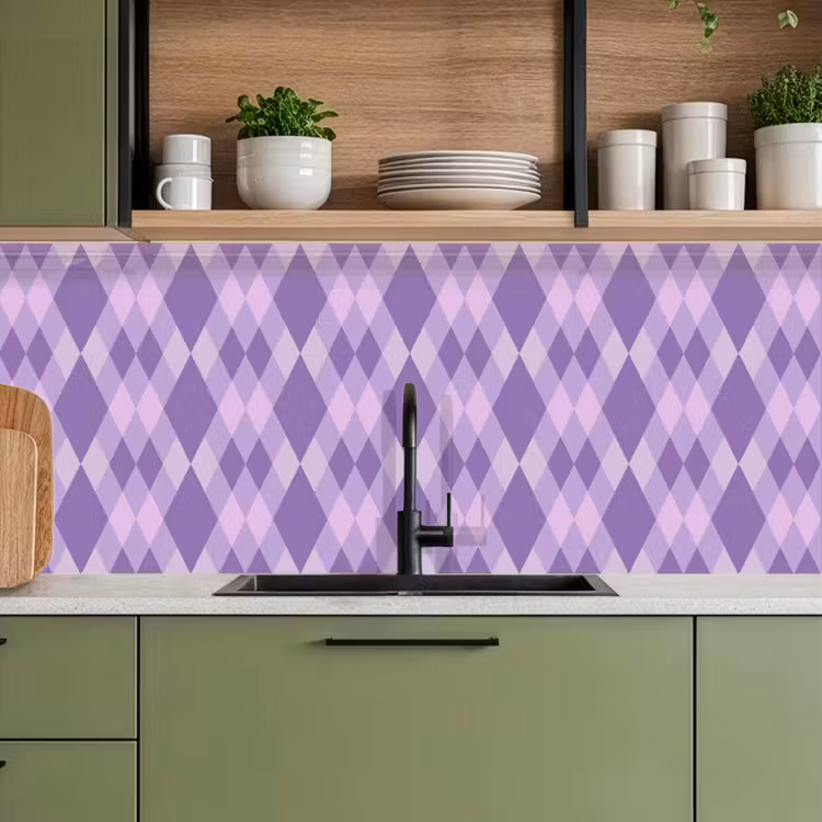 Keuken achterwand - Paars - Geometrisch - Ruiten - Argyle - Patroon — 5