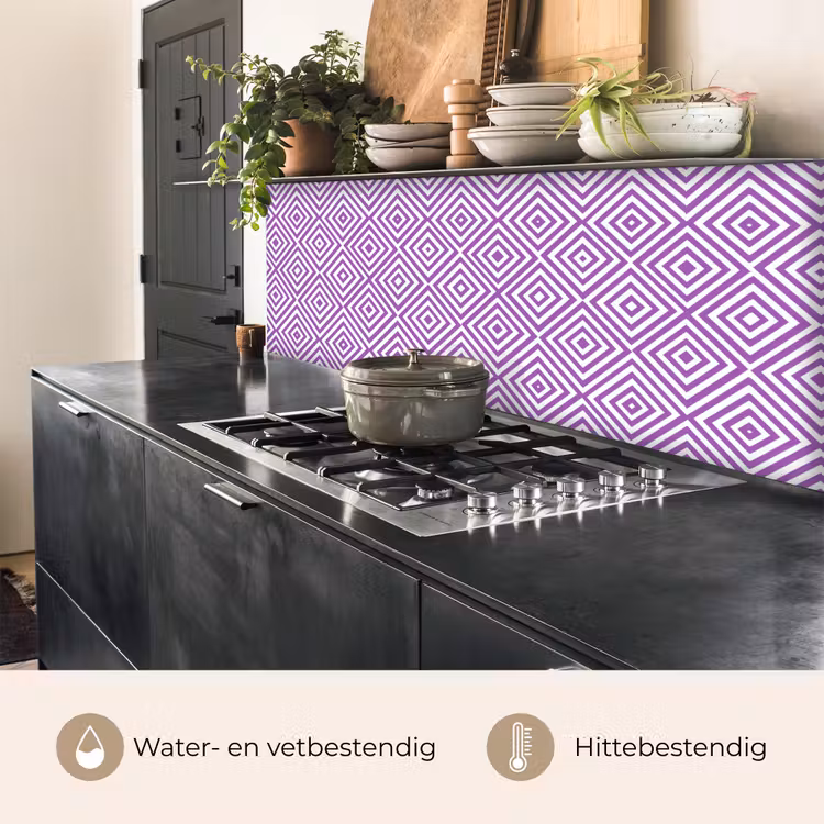 Keuken achterwand - Paars - Geometrisch - Ruiten - Concentrisch - Patroon — 3