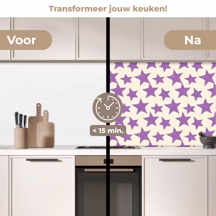 Keuken achterwand - Paars - Geometrisch - Sterren - Stempel - Patroon — 2